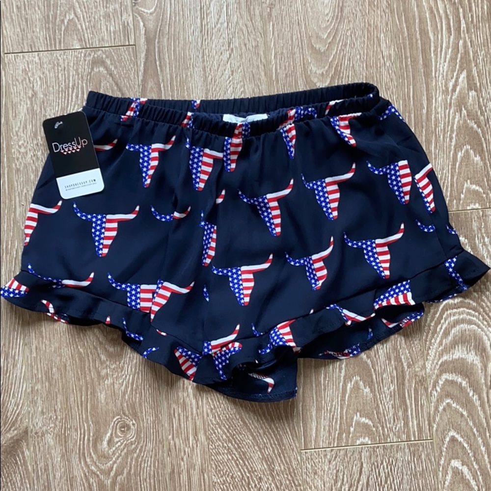 American flag Dress Up shorts, size small.